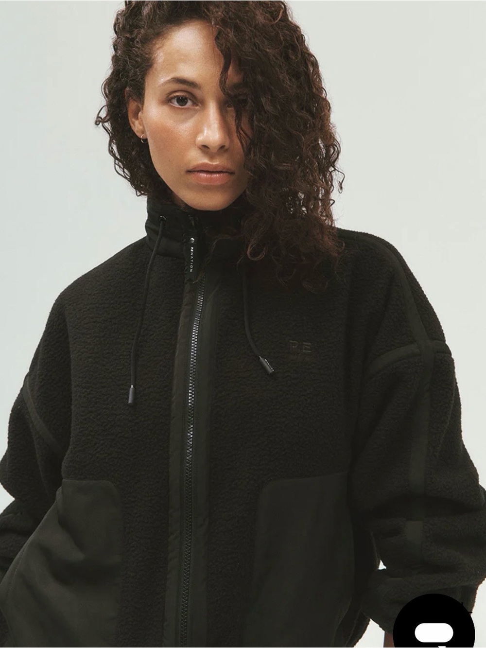 P.E Nation Lennon Sherpa Jacket In Black won’t leave up on posh long sz large - Picture 2 of 9